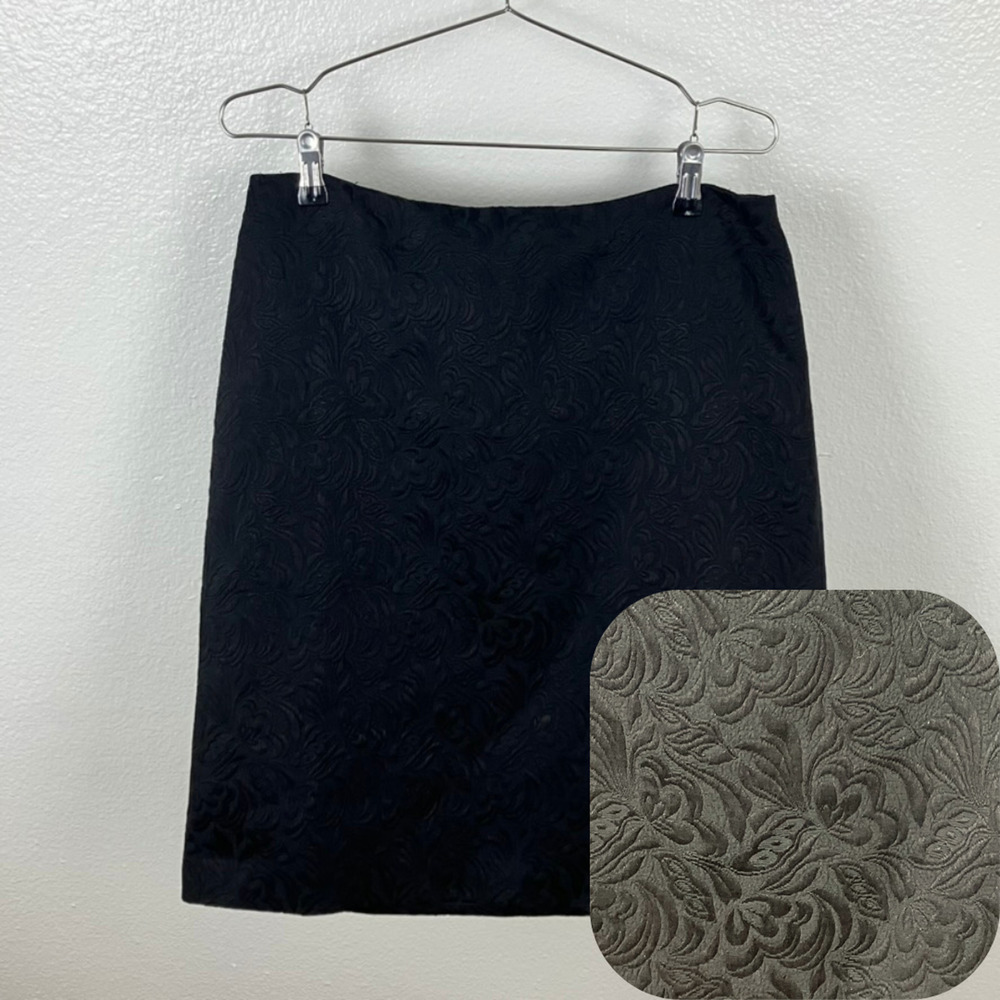 Sigrid Olsen Floral Embossed Pencil Skirt Womens 10 Whimsigoth Goth Punk Grunge